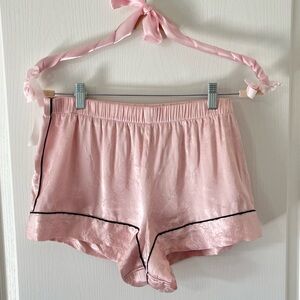 Victoria’s Secret Satin Script Pajama Shorts, M | Pink/Black Piping 💞